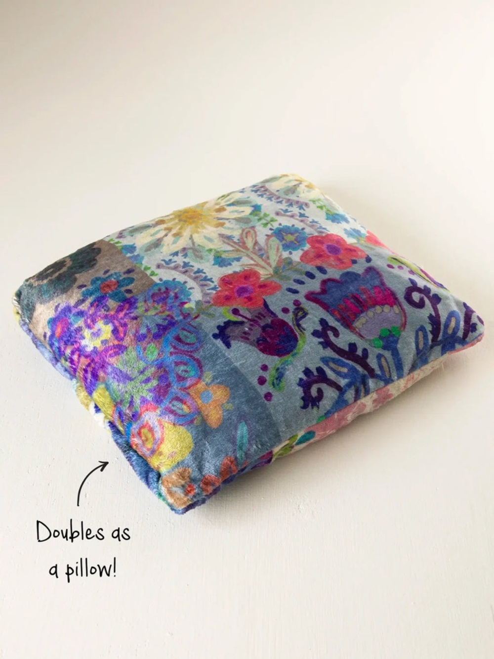 Natural Life Cozy Travel Blanket and Pillow, Blue Patchwork
